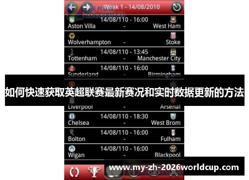 如何快速获取英超联赛最新赛况和实时数据更新的方法 如何快速获取英超联赛最新赛况和实时数据更新的方法