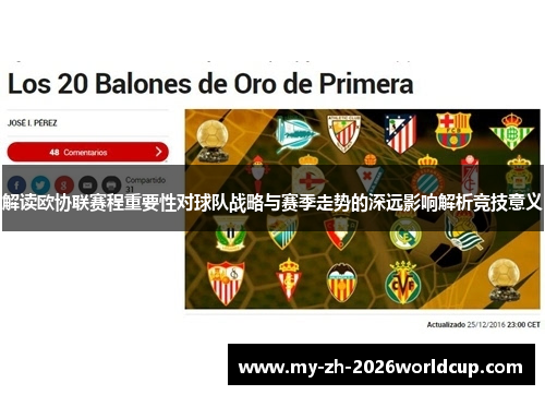 解读欧协联赛程重要性对球队战略与赛季走势的深远影响解析竞技意义 解读欧协联赛程重要性对球队战略与赛季走势的深远影响解析竞技意义